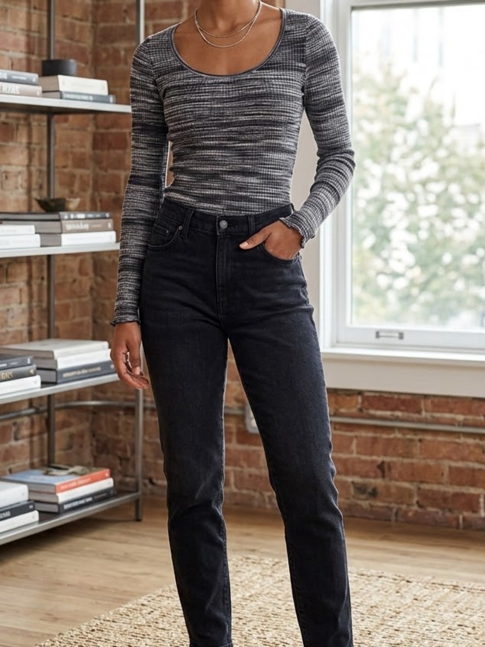 Banana Republic Space Dye Scoop Neck Sweater Top
